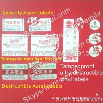 Custom Destructible Labels,professional Ultra Destructive Vinyl Labels From China 